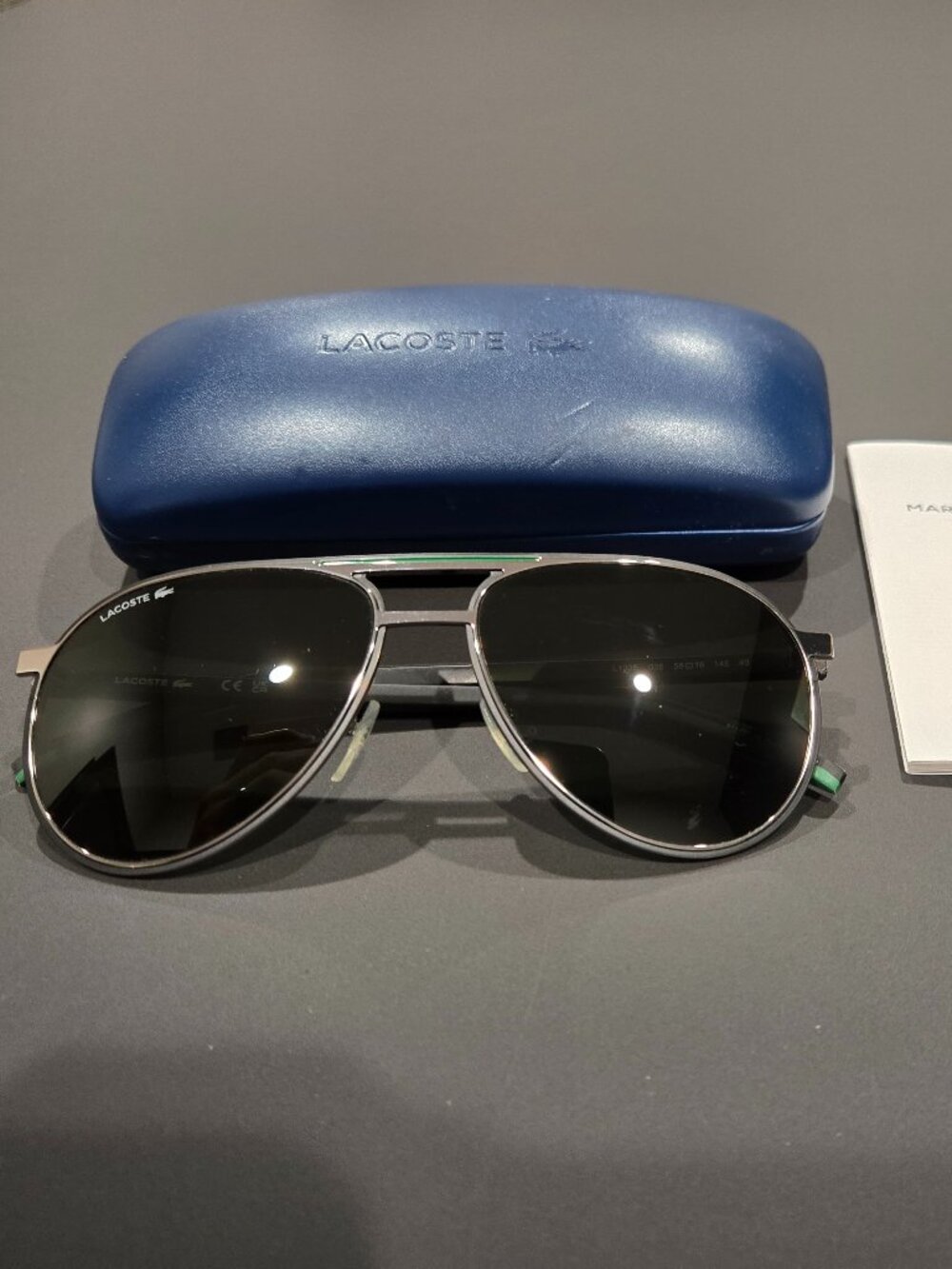 Lacoste Aviator Sunglasses - L193S 58-16 145 #3 - Black & Green Frame Black Lens